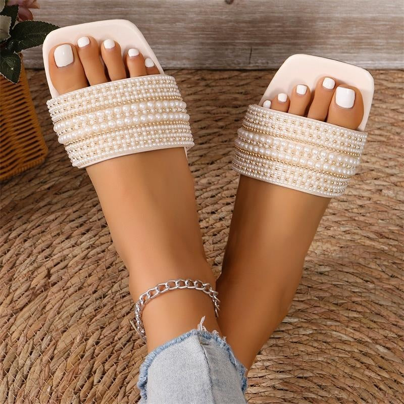 Women's Modern Diamond Embellished Low Block Heel Sandals
