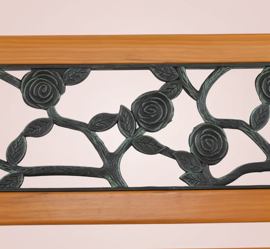 Traditional Cast Iron & Wood Garden Bench - 49.5" Outdoor Seating