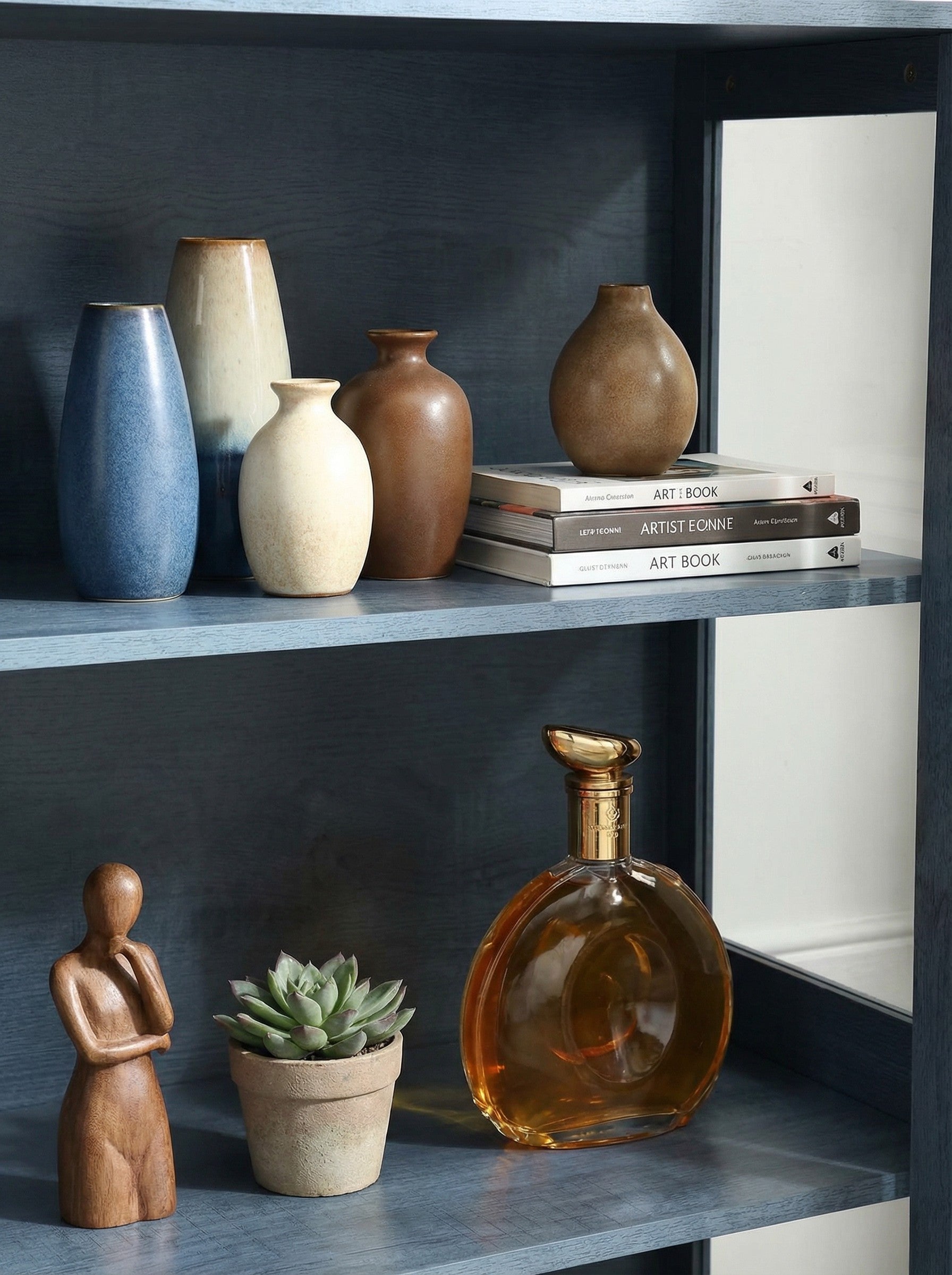 Modern Glass Door Cabinet with Adjustable Shelves, Compact Storage
