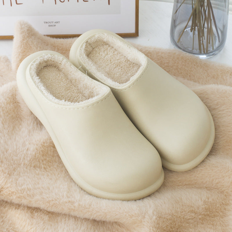 Women's 6cm Thick Sole Plush Indoor Slippers - Waterproof Clogs