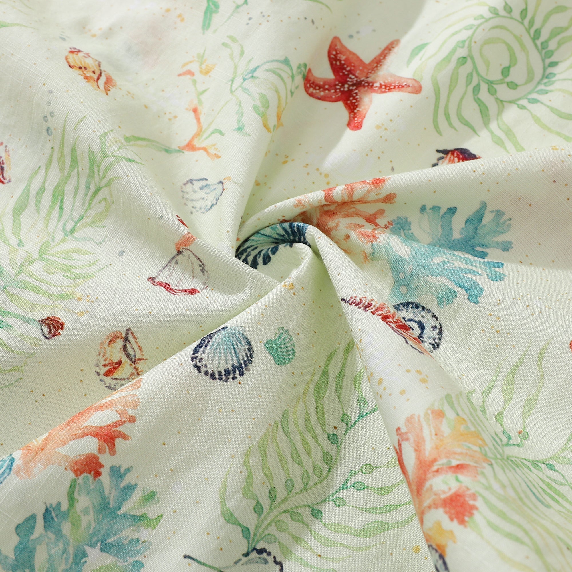 Coastal Shells Print Men's Hawaiian Shirt, 100% Cotton