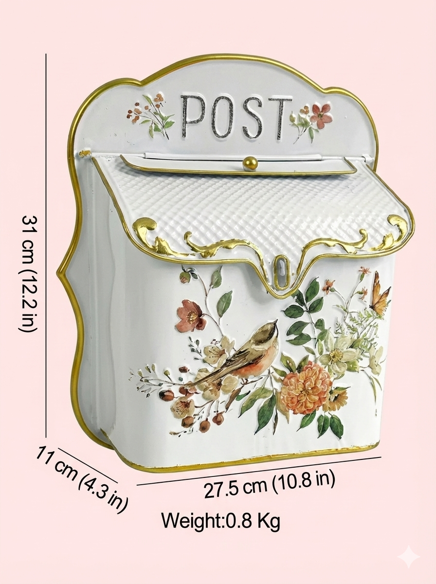 Vintage Farmhouse Wall-Mounted Metal Post Box Mailbox
