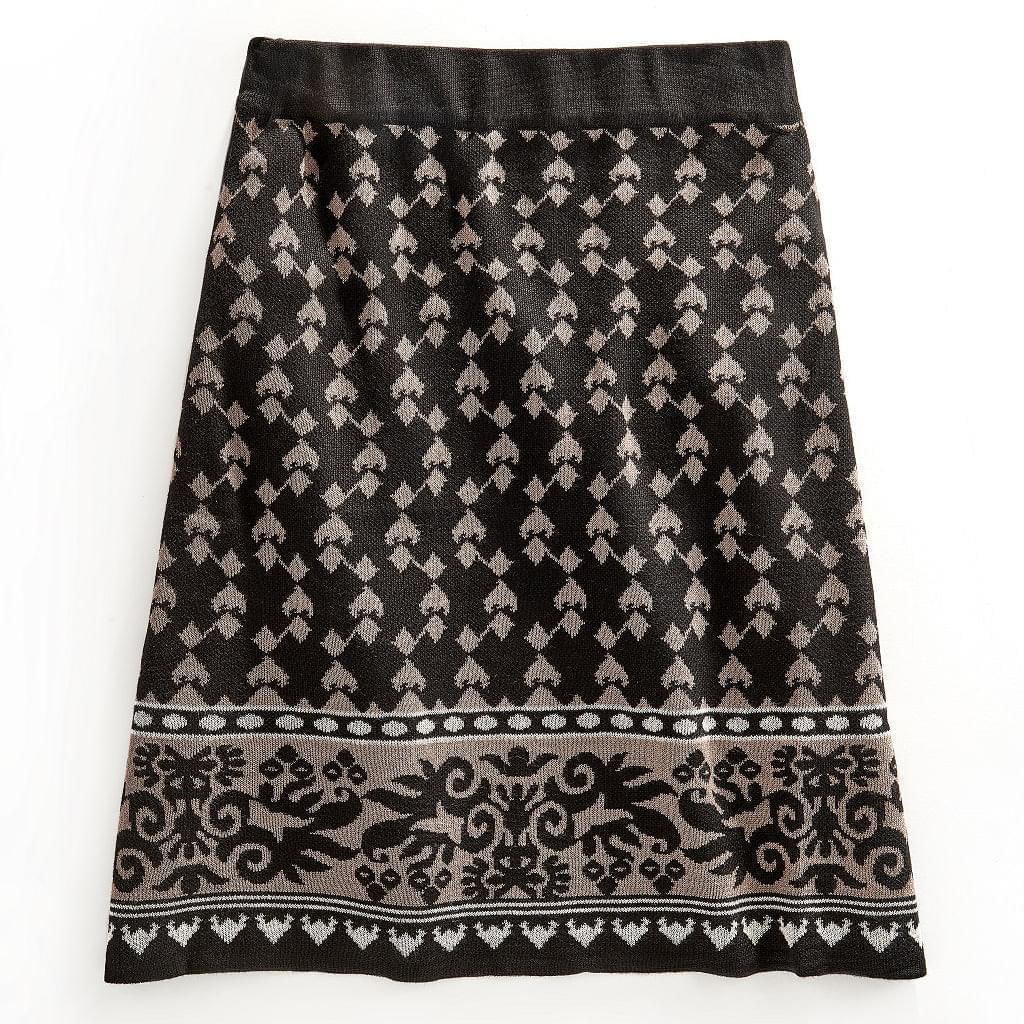 Women's Jacquard Knit Sweater Skirt - Knee Length Geometric Print