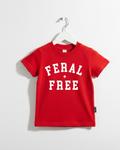 Unisex kids Feral + Free graphic tee in solid color, perfect for casual summer wear.