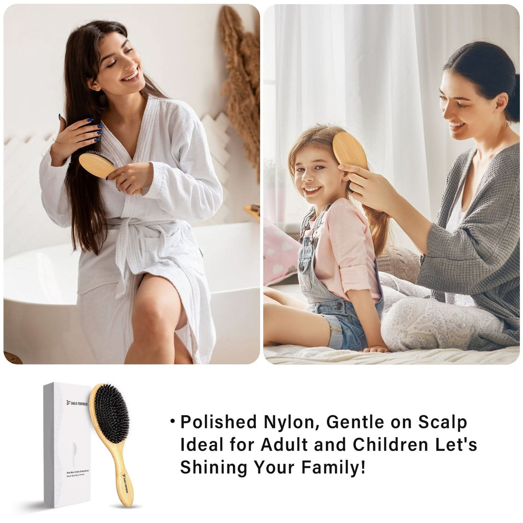 Minimalist Bamboo Detangler Hair Brush, Natural Wood & Black