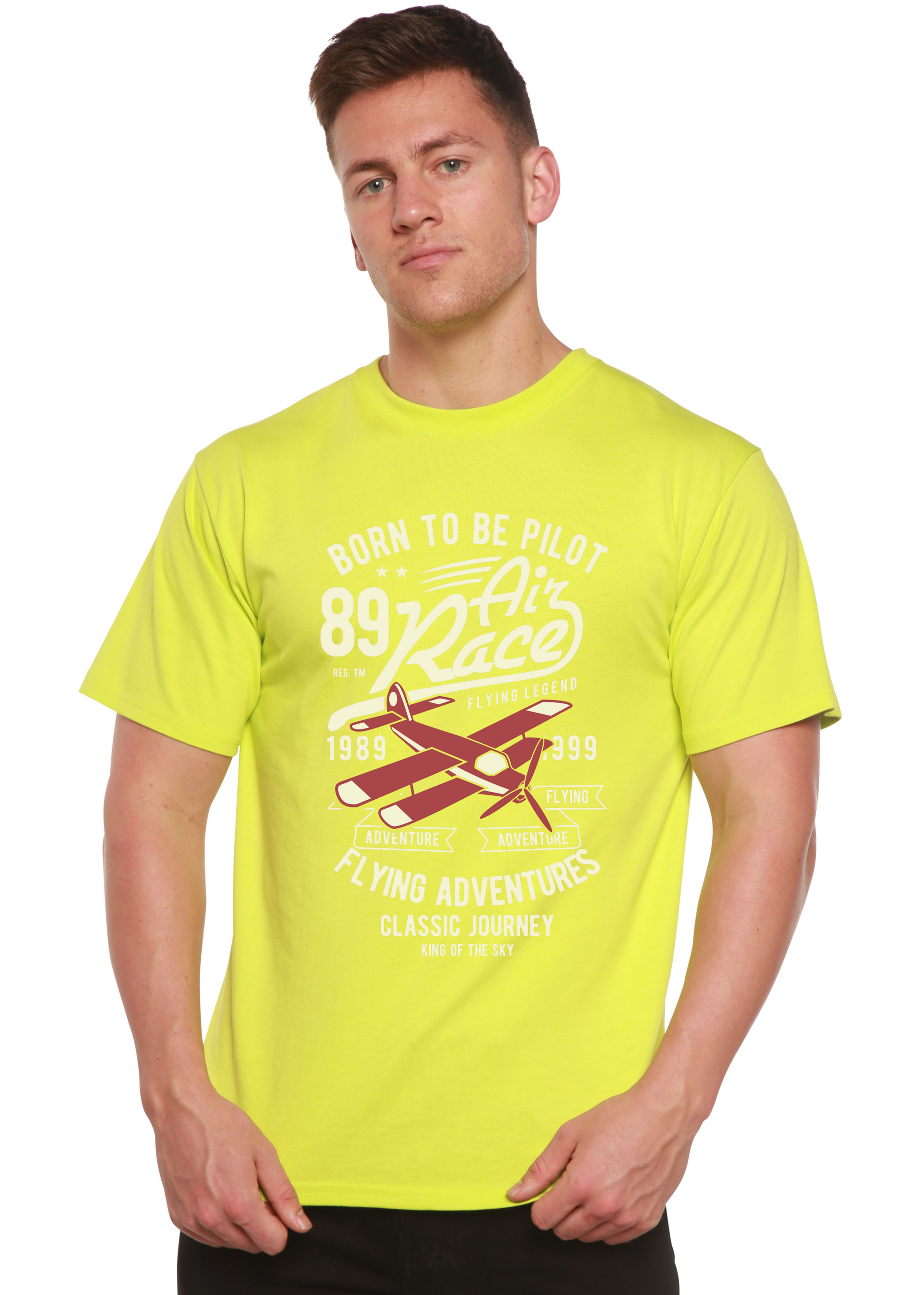 Born To Be Pilot Men's Bamboo Viscose/Organic Cotton Short Sleeve Graphic T-Shirt
