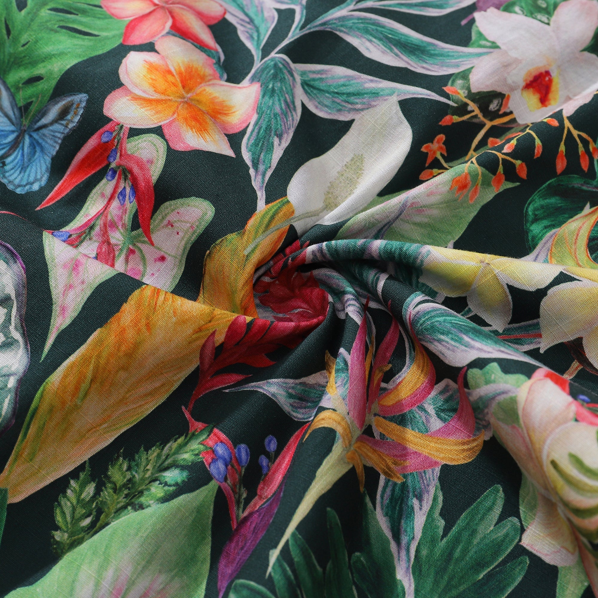 Men's Floral Butterfly Fantasy Print Cotton Camp Collar Hawaiian Shirt