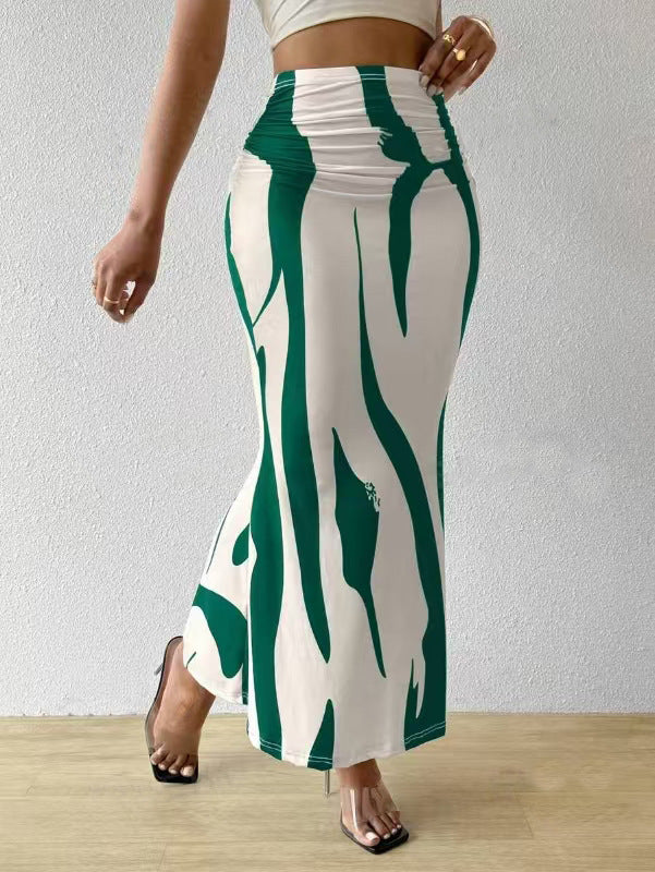 Women's High-Waisted Zebra Print Midi Skirt - Fitted Bodycon