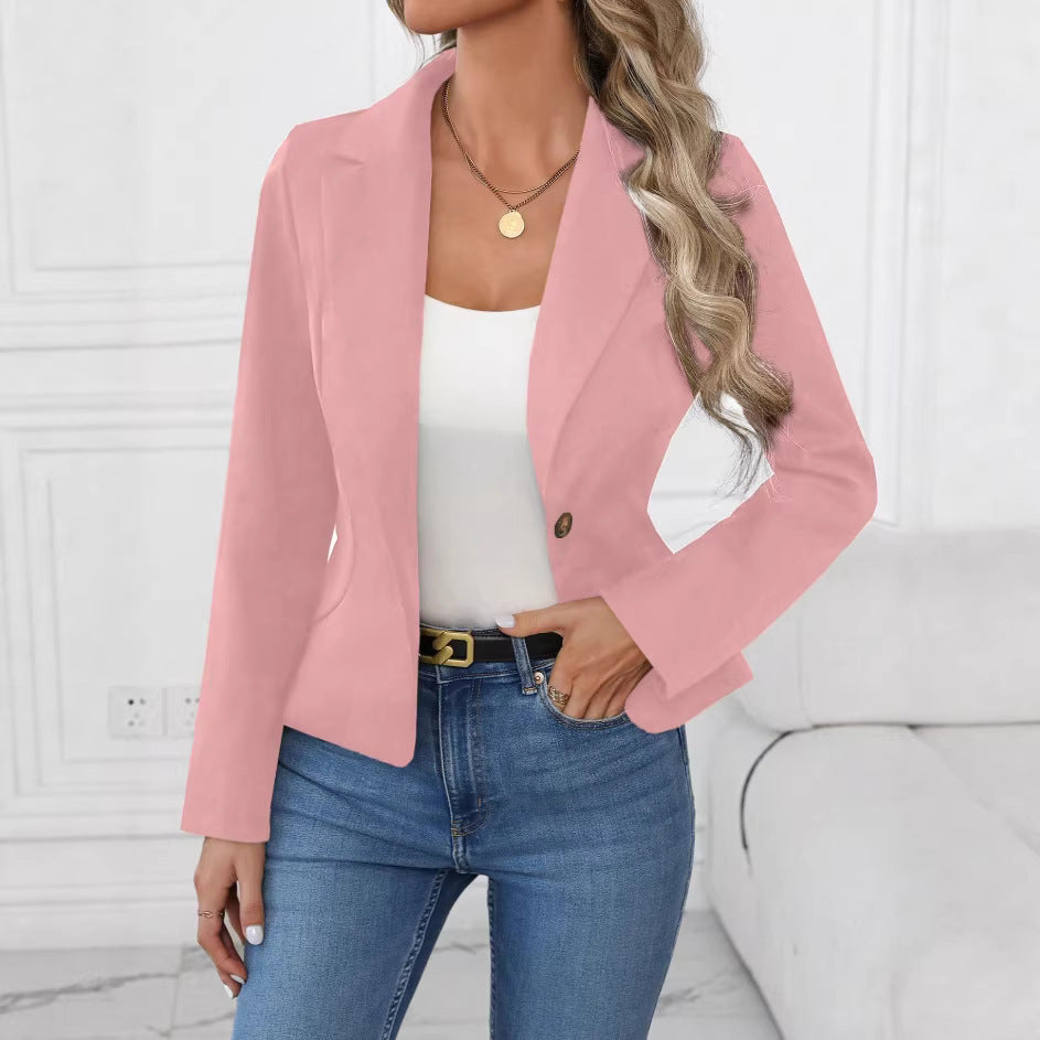 Women's Slim Fit Solid Color Blazer Long Sleeve Jacket - Image 3