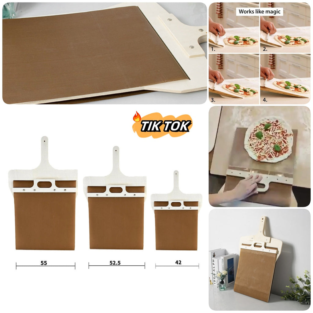 Sliding Pizza Peel Shovel - Wooden Transfer Paddle for Baking