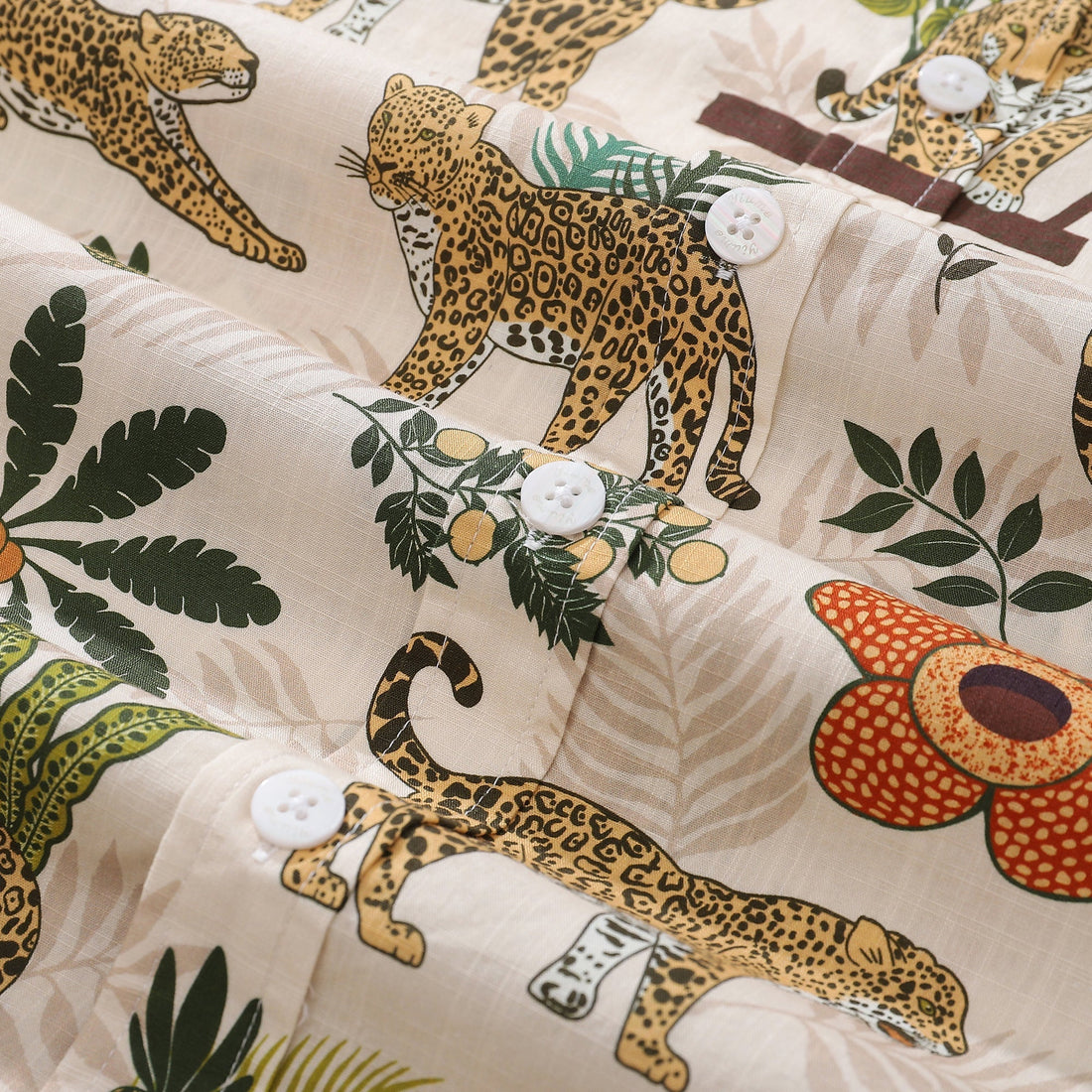 Funky Adventure of the Jaguar Print Hawaiian Button Down Shirt
