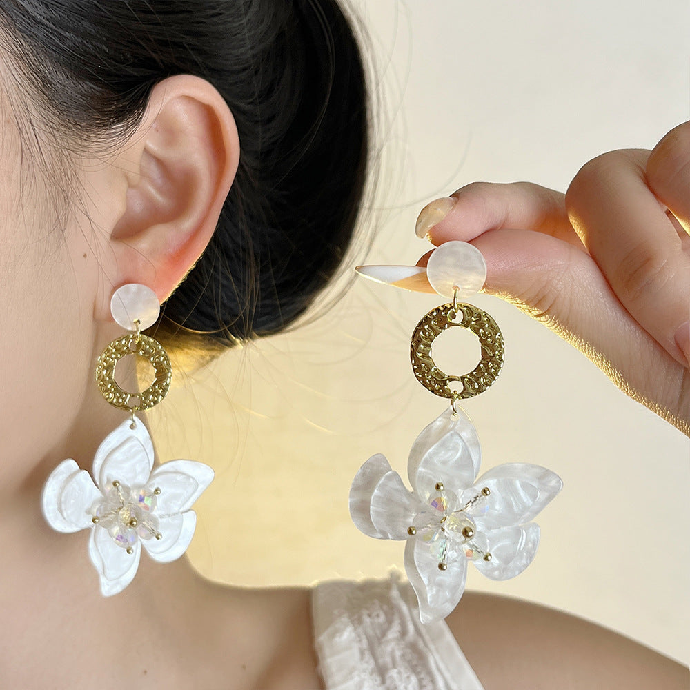 Resin Flower Pendant Earrings For Women