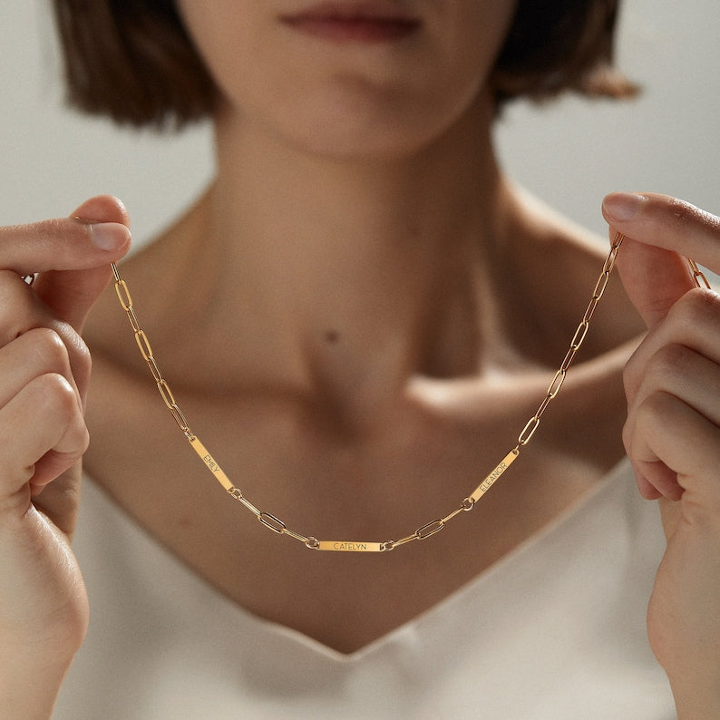 Personalized Paper Clip Chain Name Necklace Minimalist Jewelry