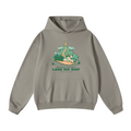 CAMEL colored hoodie with Hang Loose mermaid graphic print on the front