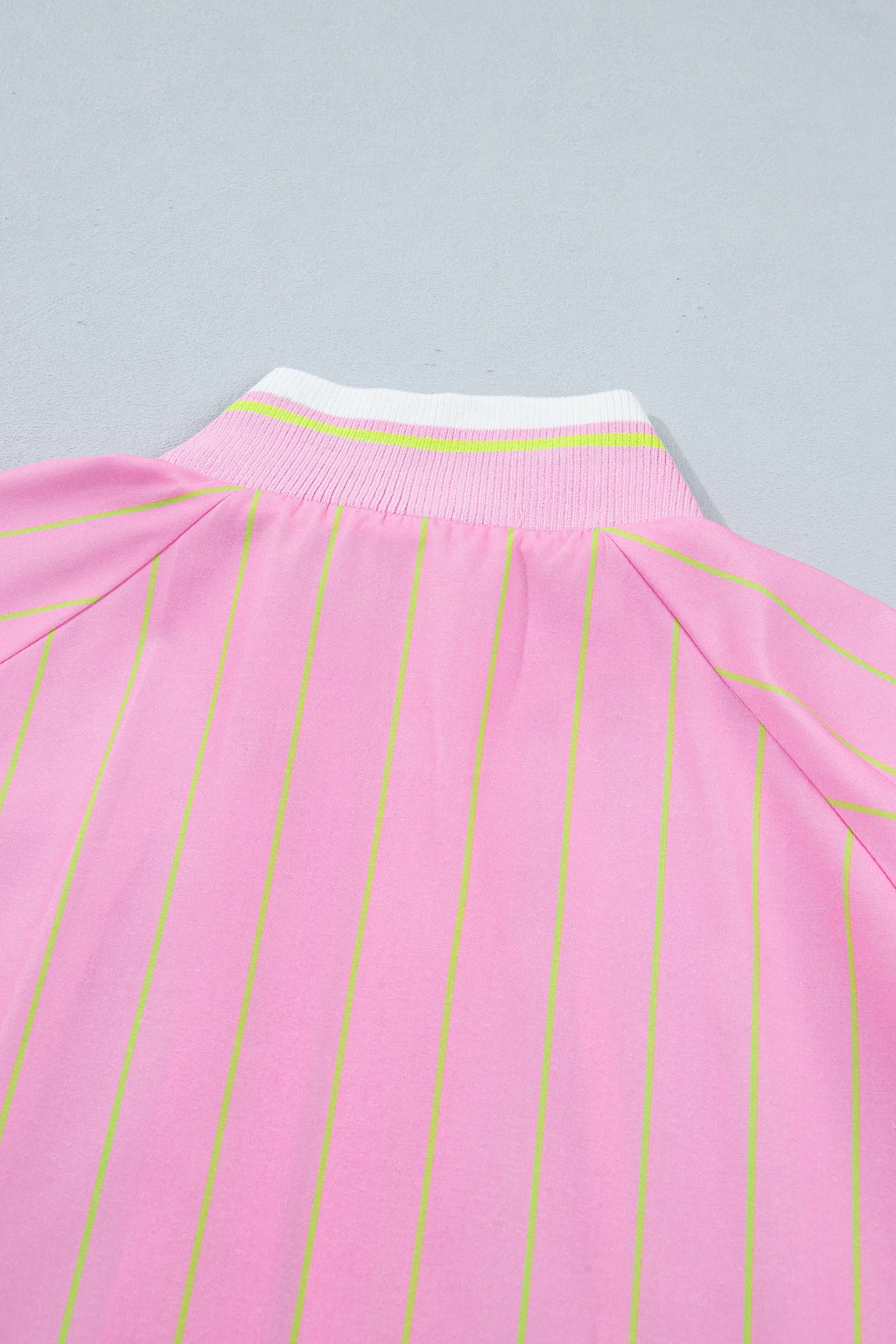 Gwendolyn Striped Shift Blouse with V-Neck and Metal Zipper