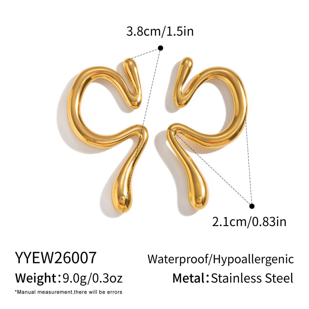 Womens Niche-Design Stainless Steel Geometric Ear Cuff