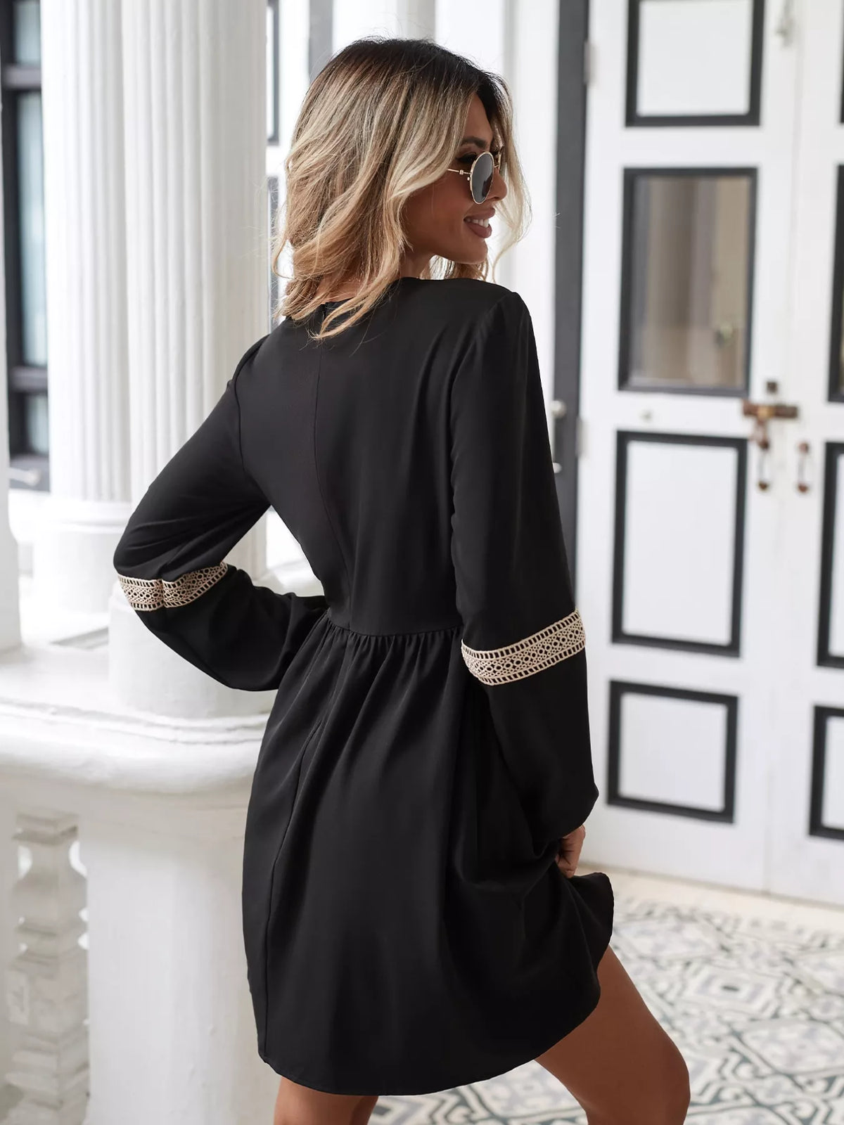 Surplice Balloon Sleeve Dress