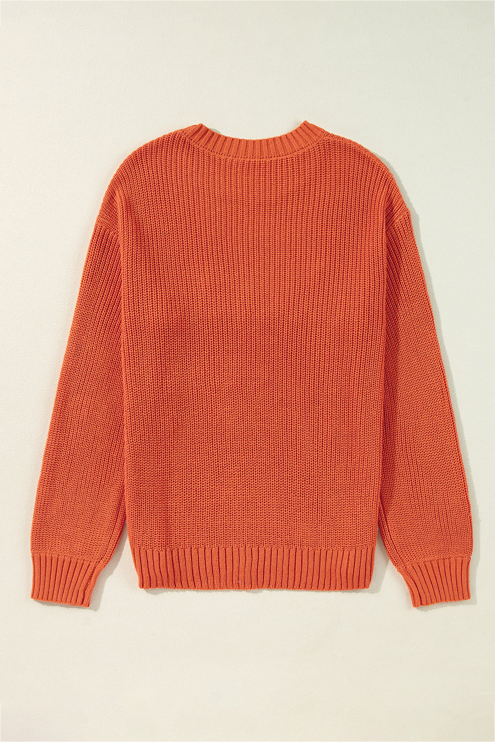 Women's Long Sleeve Crew Neck Knit Sweater in Vibrant Orange