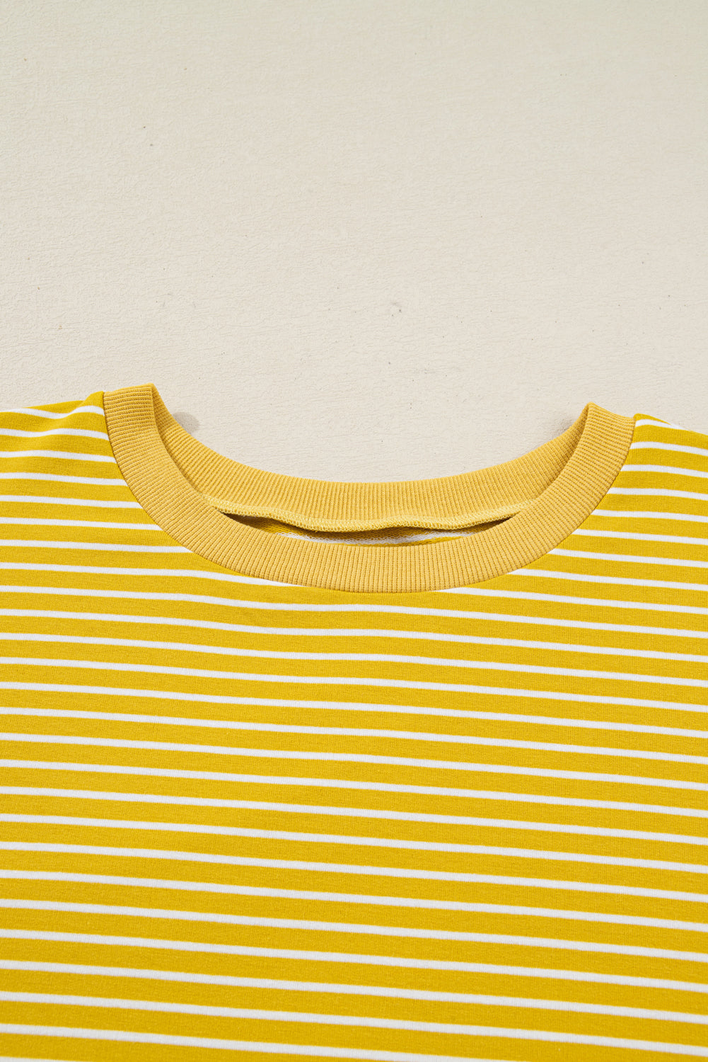 Yellow Stripe Floral Patchwork Long Sleeve Crewneck Top
