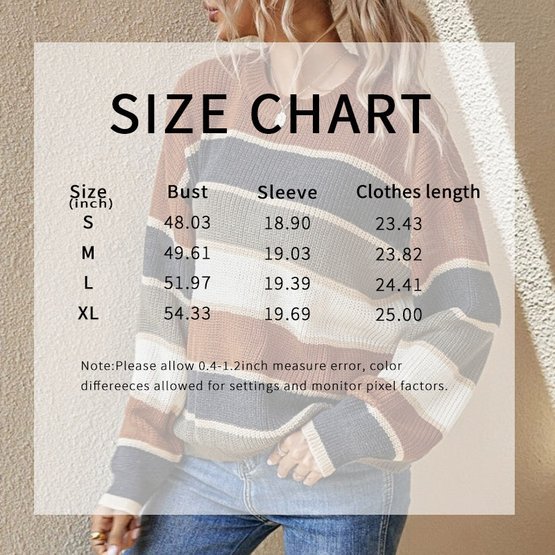 Women's Multi-Color Striped Crewneck Pullover Sweater - Image 3