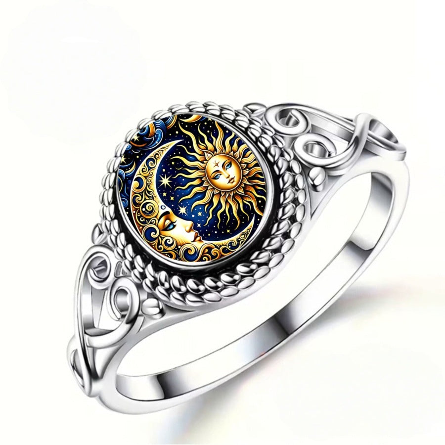 Retro Starry Print Ring For Women