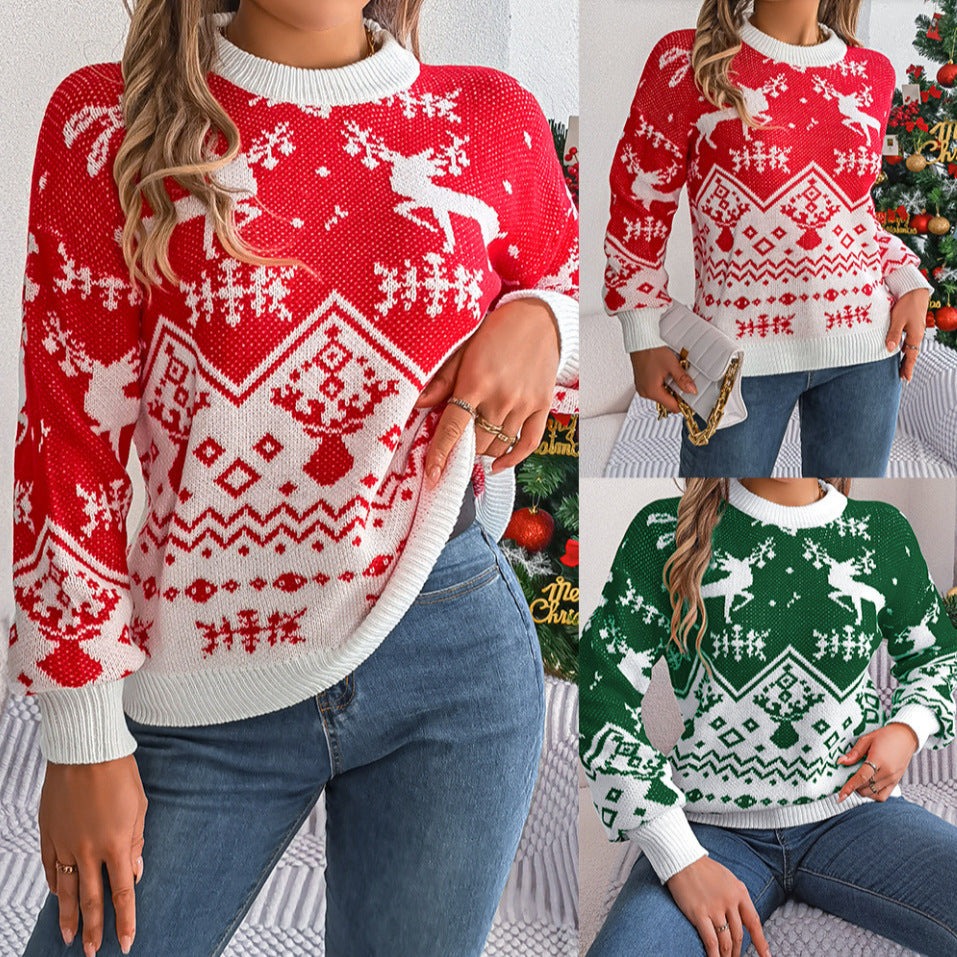 Women's Cozy Deer Pattern Hoodie Sweater for Winter