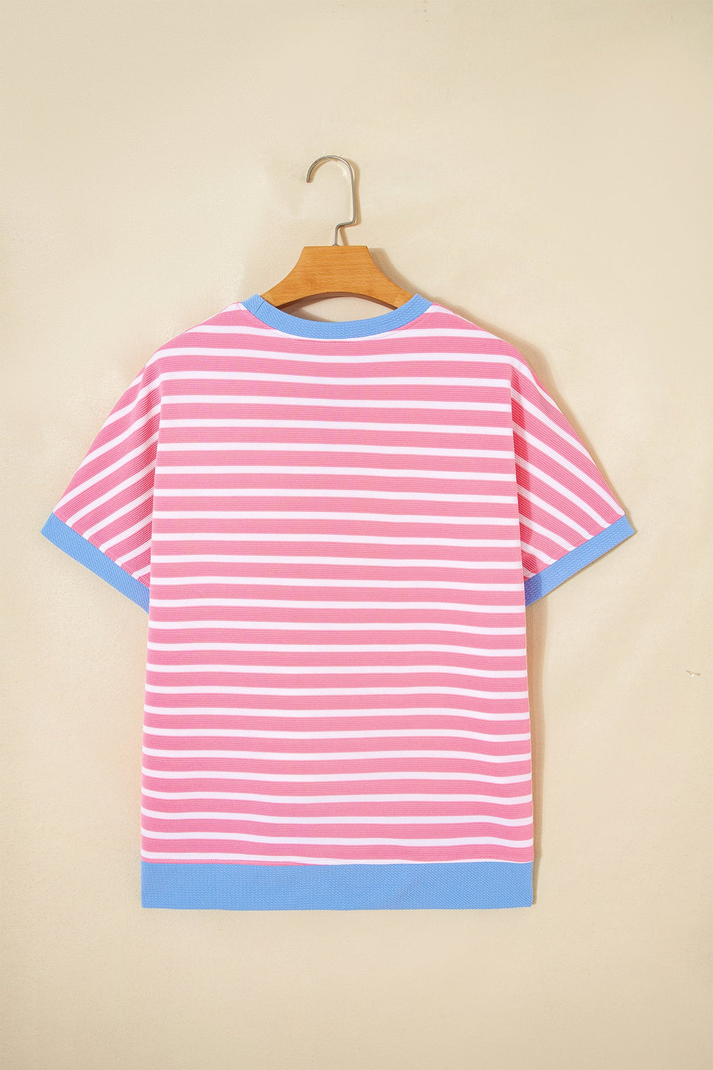 Kelly Striped Short Sleeve Knit Top with Color Block