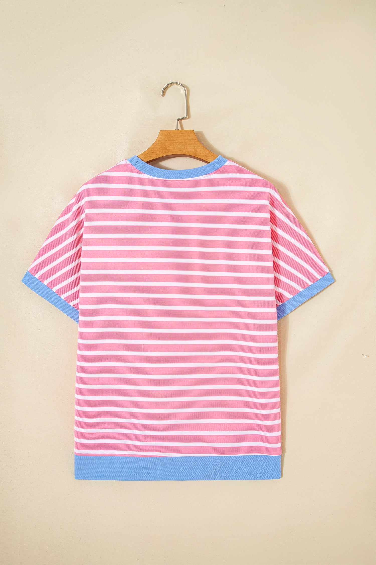 Kelly Striped Short Sleeve Knit Top with Color Block