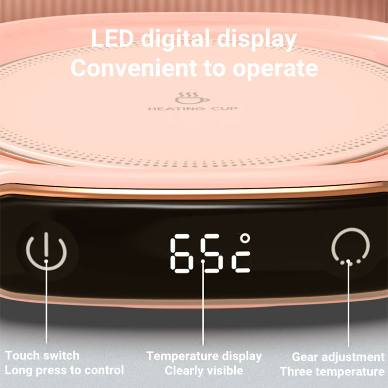 Smart Coffee Mug Warmer with LED Display - Modern Desk Coaster