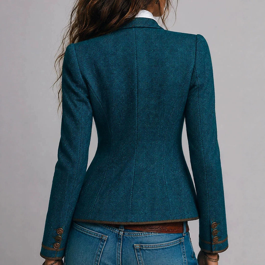 Women's Vintage-Inspired Contrast-Trim Blazer