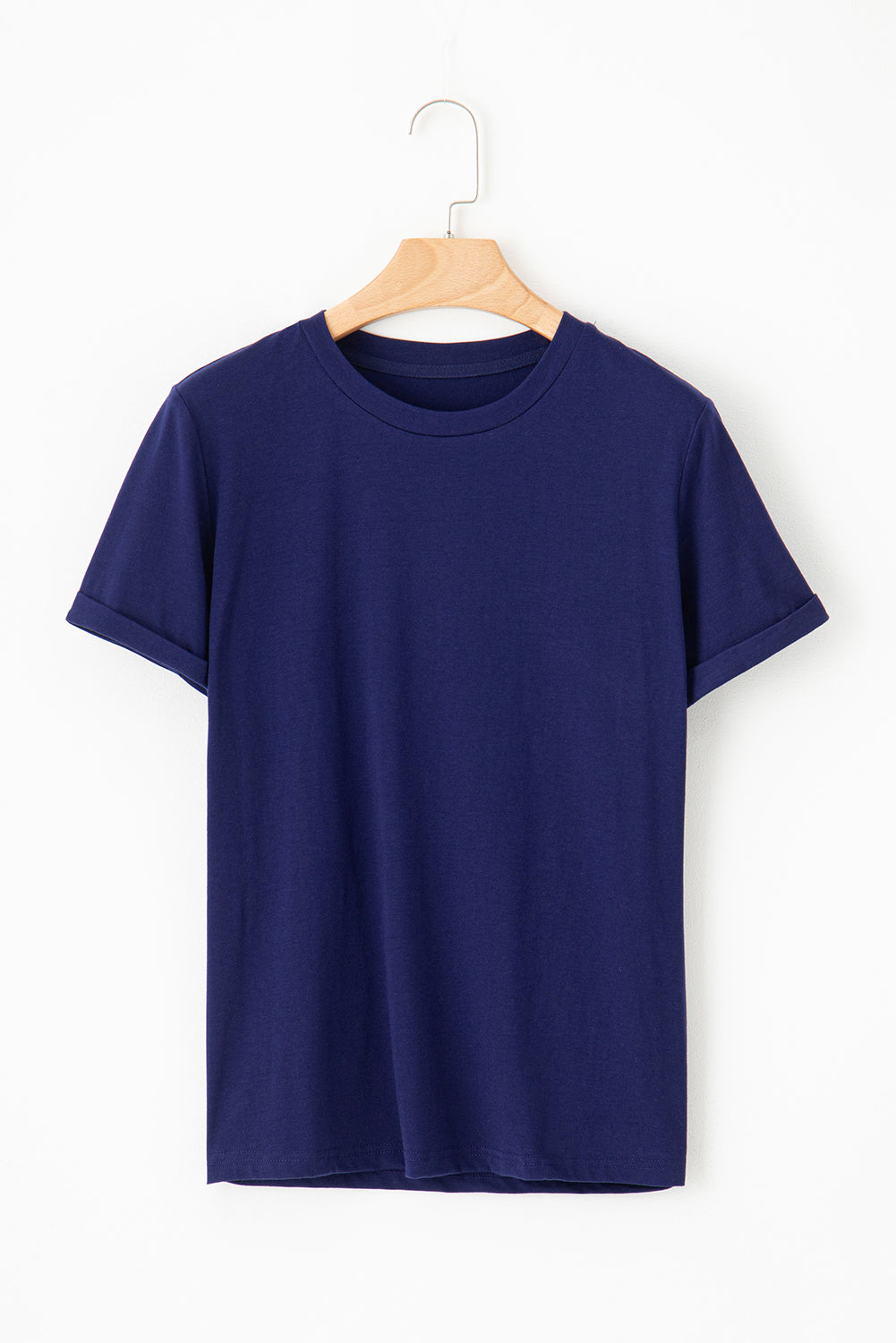 Solid Short Sleeve Crew Neck Tee