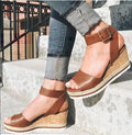 Women's Comfortable Cork Wedge Sandals with Buckle Closure - Image 36