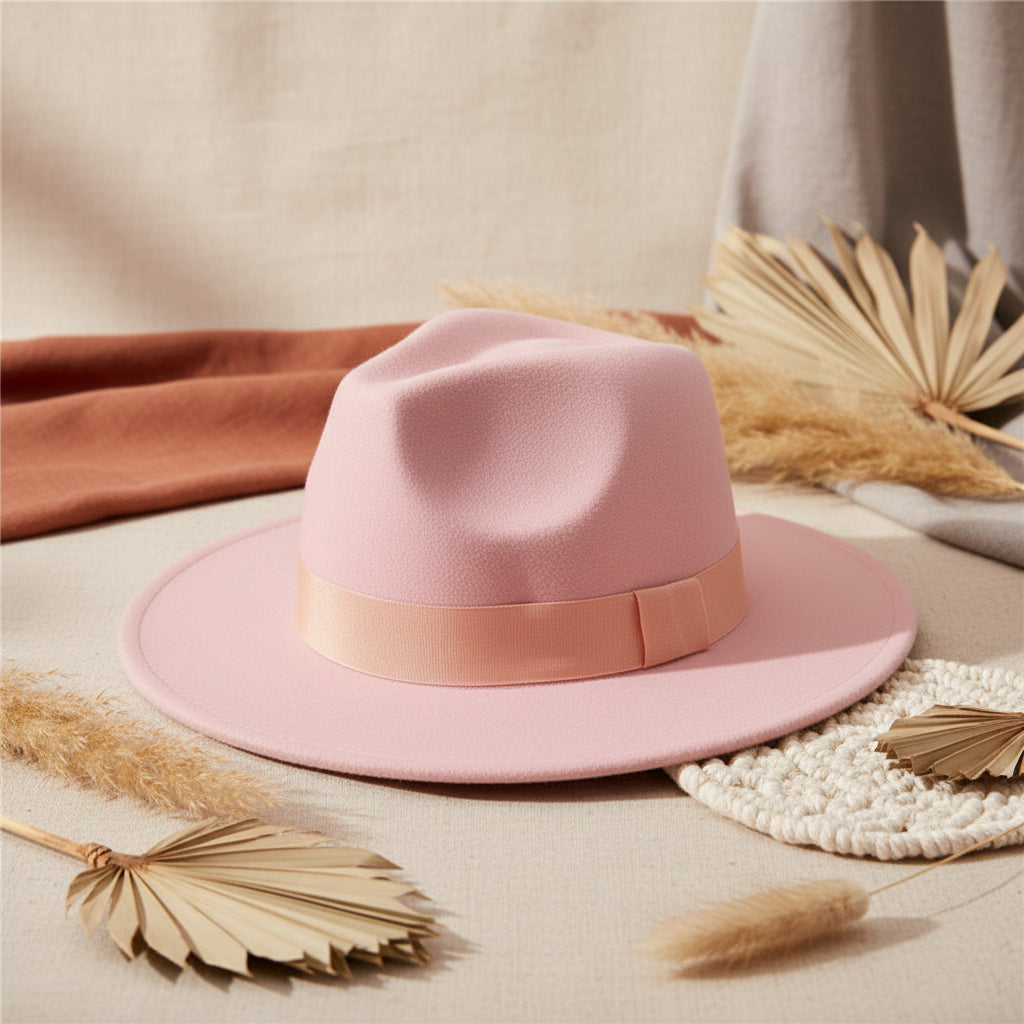 Wide Brim Bell Crown Felt Hat – Unisex Minimalist Sun Hat