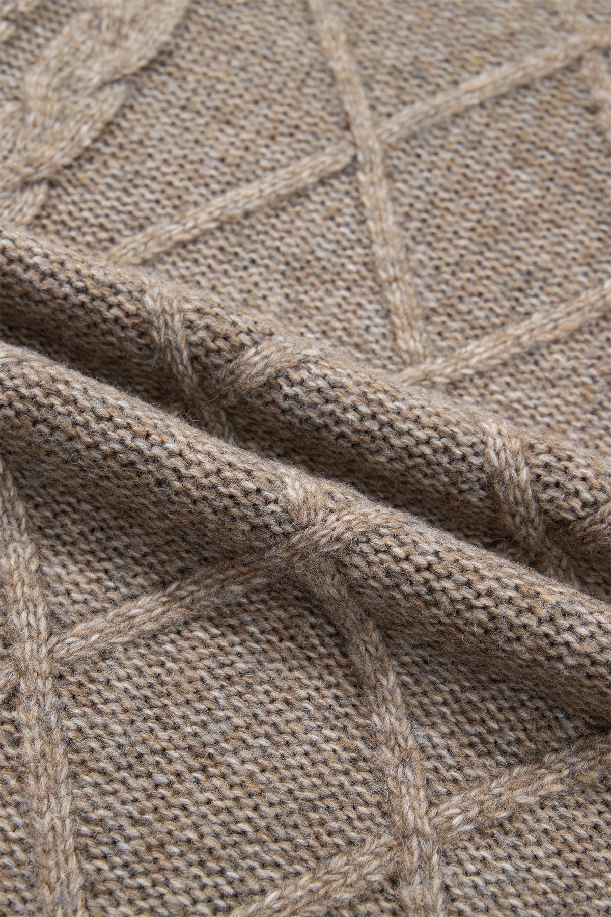 Solid Cable Knit Turtleneck Split Hem Sweater