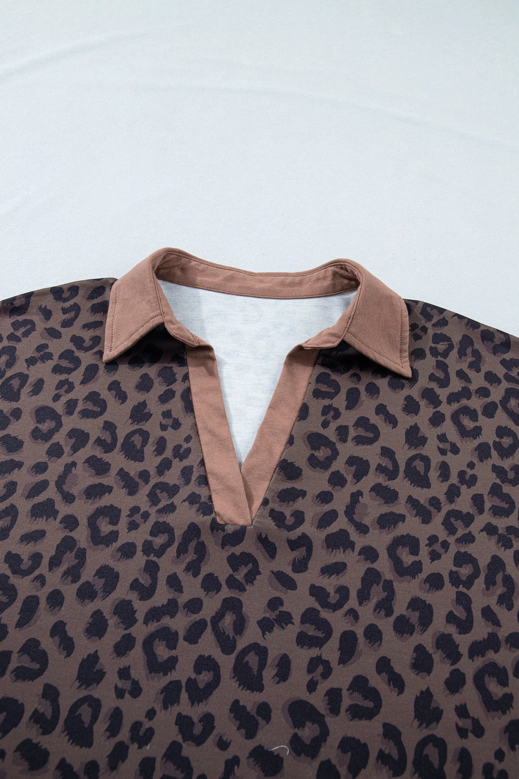Leopard Print Collared Top and Drawstring Shorts Set - Image 4