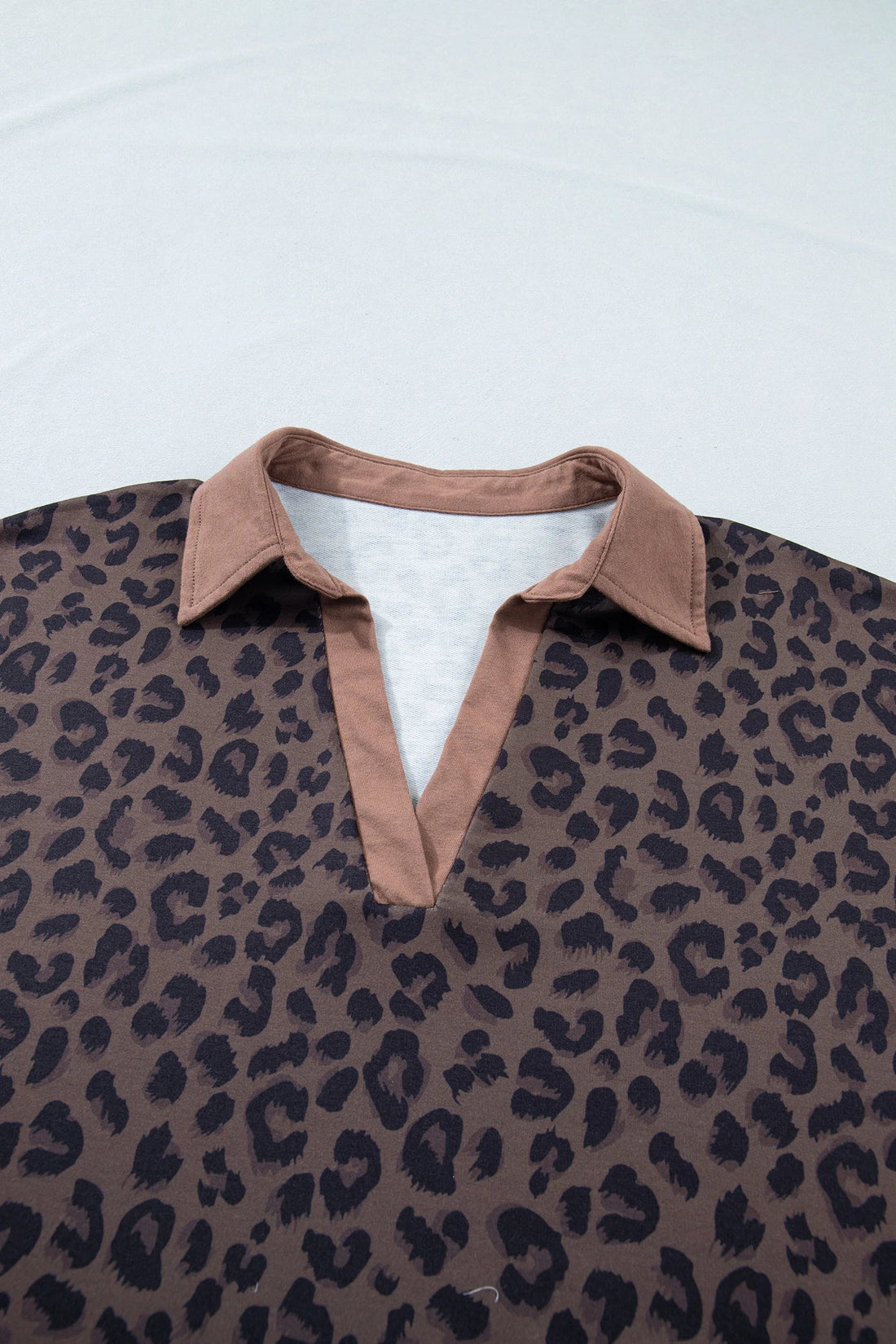 Leopard Print Collared Top and Drawstring Shorts Set - Image 4