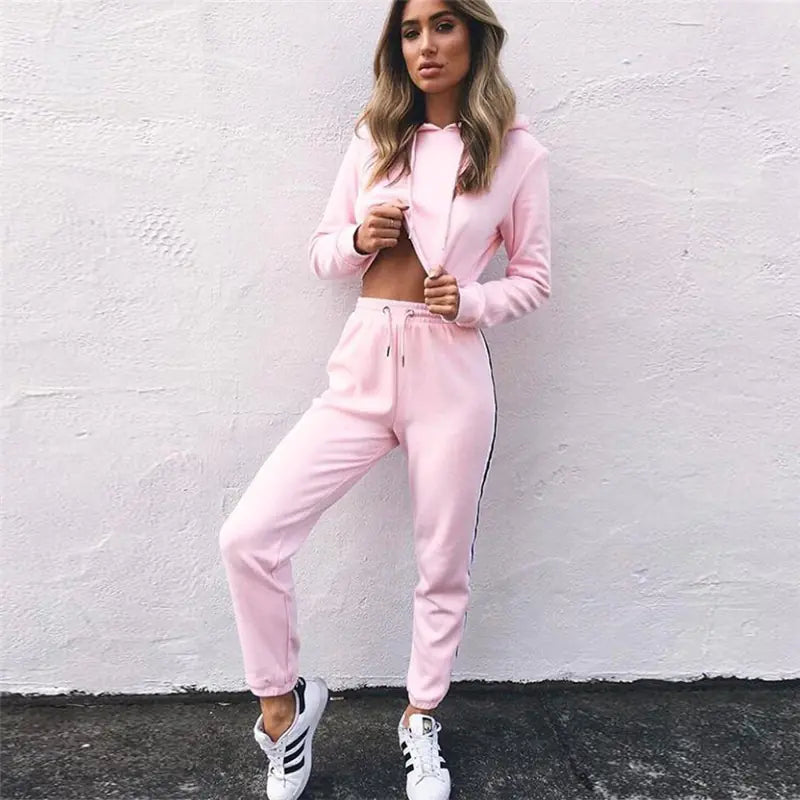 Summer Women's Hooded Sweatshirt Sports Set