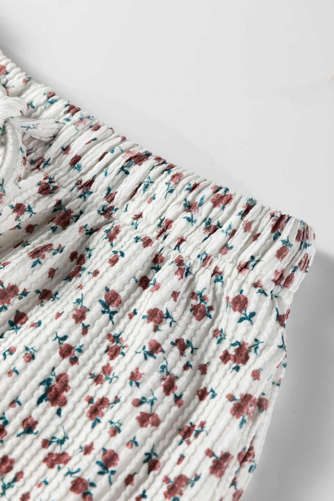 Floral Henley Top and  Drawstring Shorts Set
