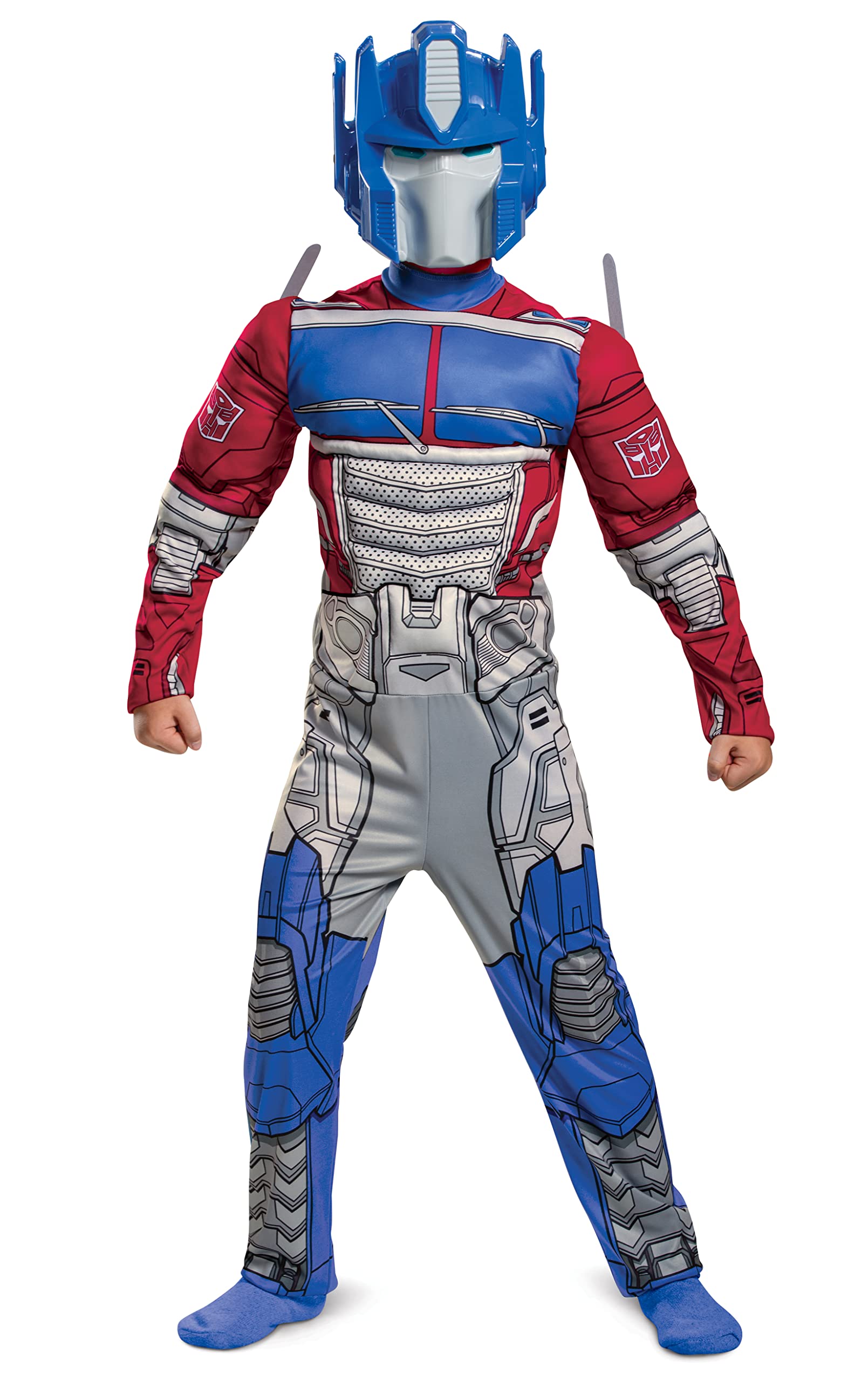 Disguise Optimus Prime Costume Muscle Transformer Costumes for Boys Padded Character Jumpsuit Kids Size Small (4-6) Blue & Red