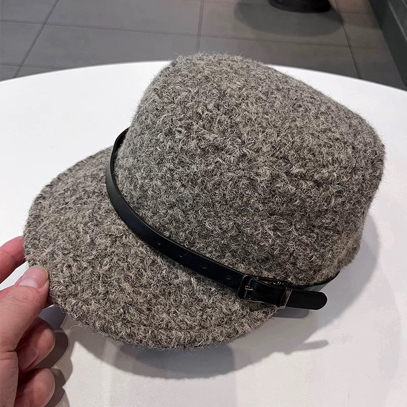 Women's Leopard-Print Cashmere Blend Flat-Top Cap
