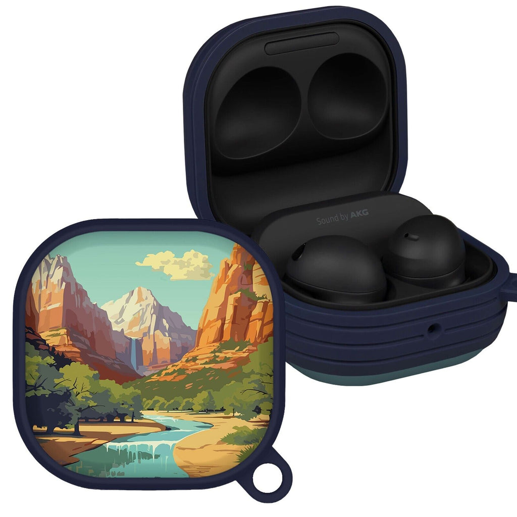 Zion National Park design protective case for Samsung Galaxy Buds Pro on a map background