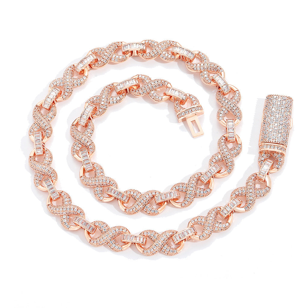 Geometric Cuban Link Chain Necklace and Bracelet Unisex Jewelry