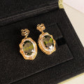 New Fashion Versatile Elegant Emerald Green Teardrop Earrings For Women High End Colored Gemstone Niche Design Ear Jewelry Wholesale
