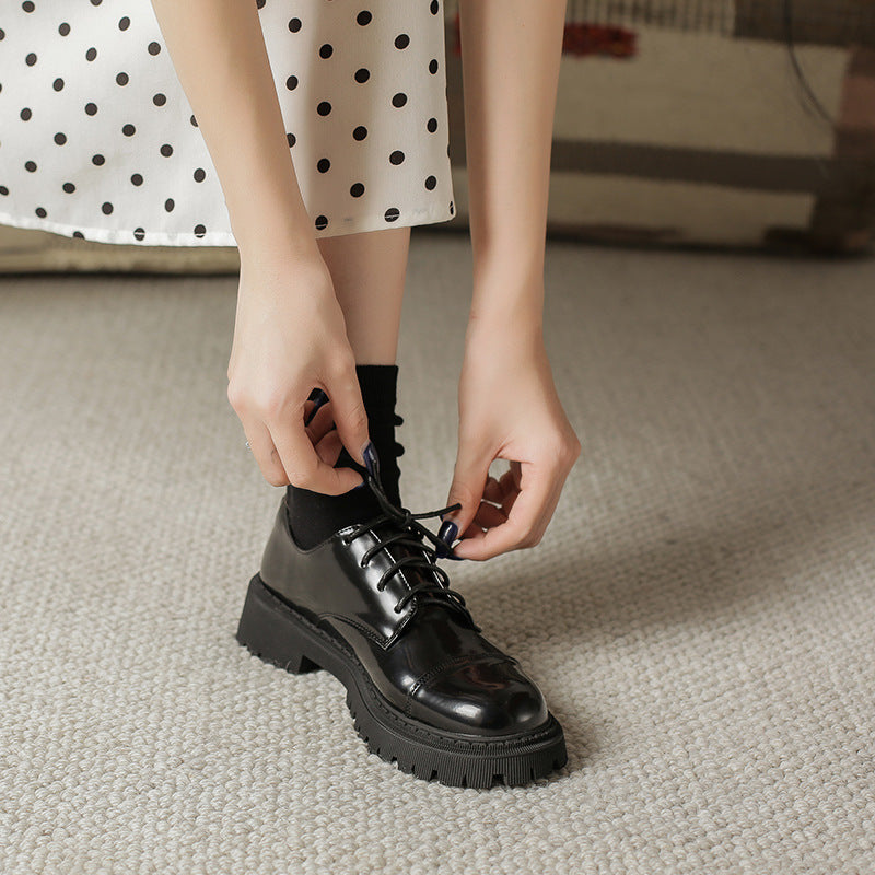 Women's Black Retro Platform Lace-Up Shoes Modern Chunky Oxfords - Image 4