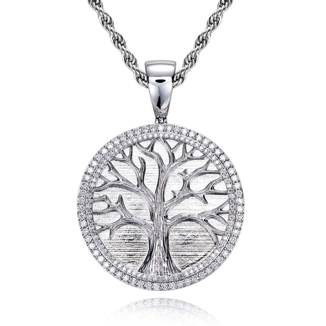 Moissanite Tree of Life Hip-Hop Pendant Necklace in K White