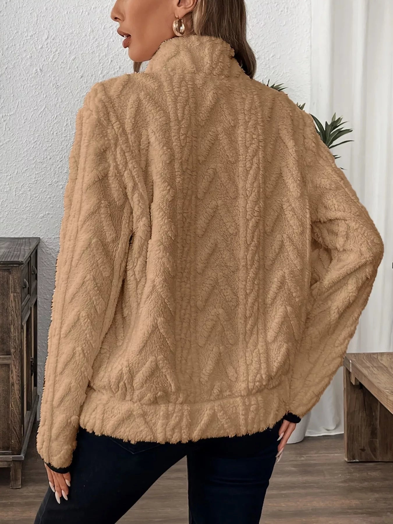 Full Size Fleece Half Zip Sweatshirt Plus Size