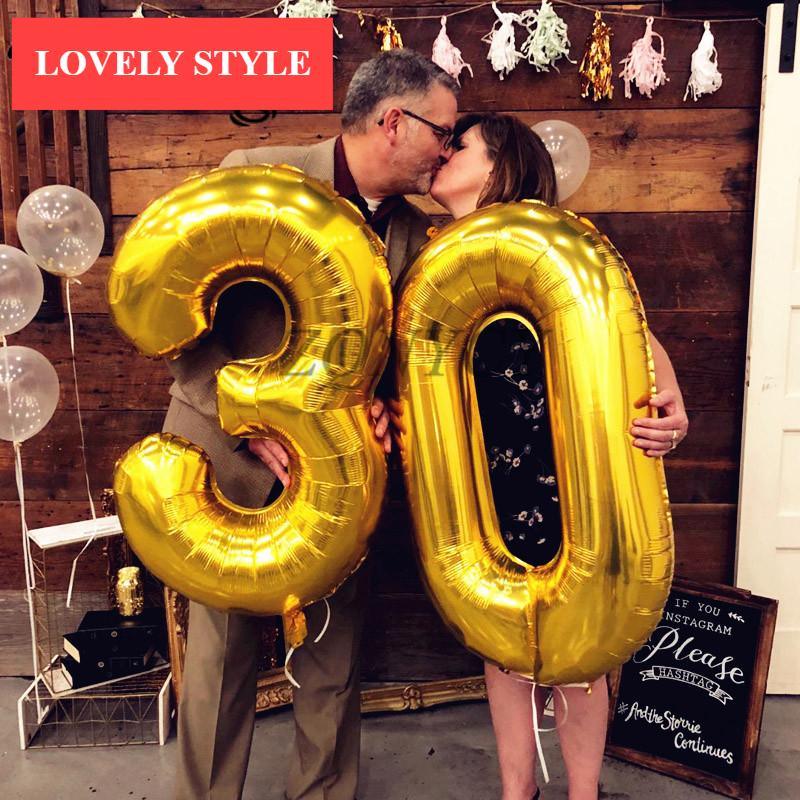 32-Inch Luxury Foil Number Balloon for Birthday Celebration Decor
