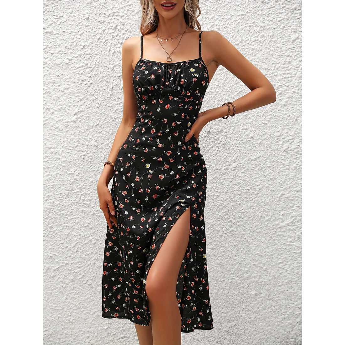 Women's Polka Dot Suspender Maxi Dress Elegant Summer Slip Dress