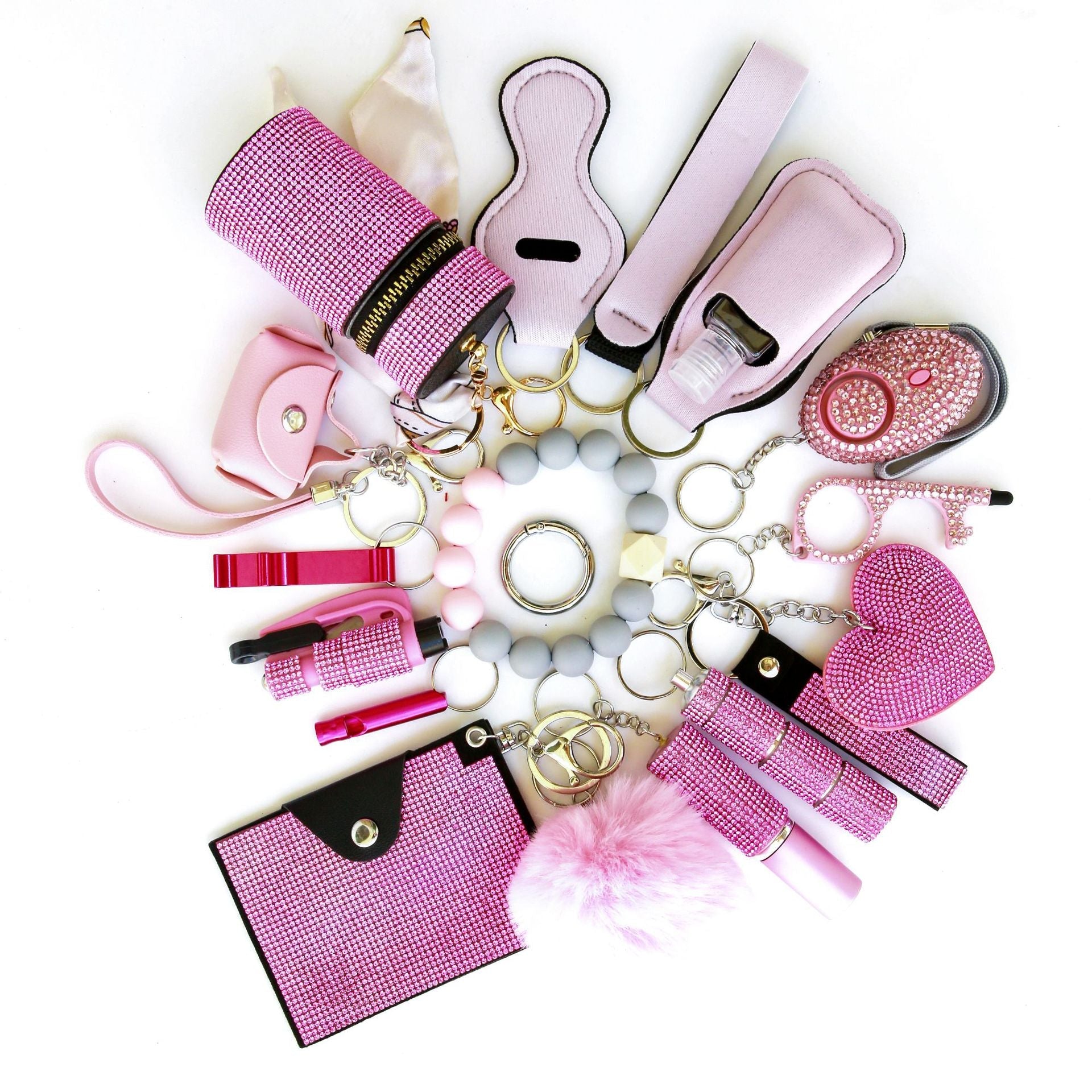 19-Piece Multifunctional Safety Defense Keychain Set for Women