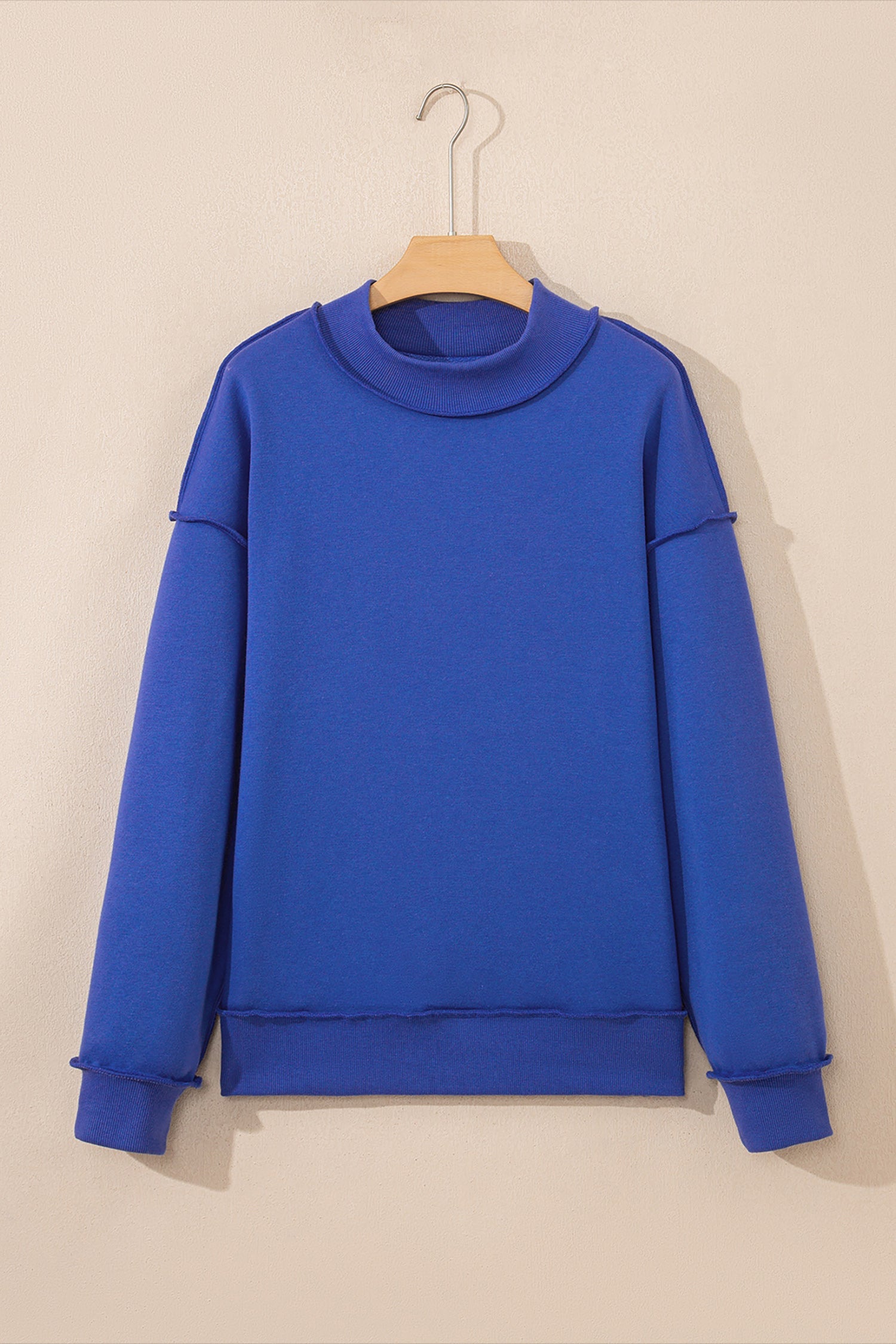 Solid Mock Neck Drop Shoulder Oversize Sweatshirt